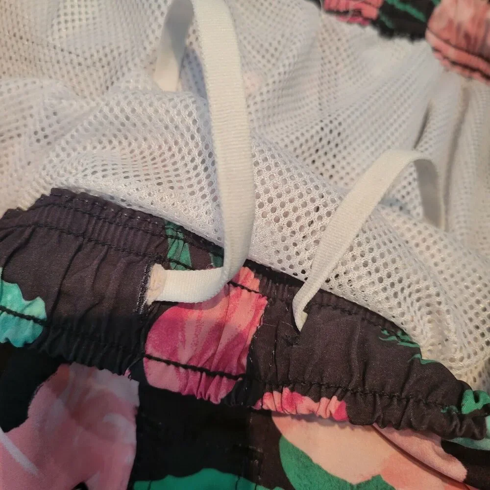 Osklen Surfing Mens Board Shorts Floral Swim Trunks 30 Tropical Pink Black Beach